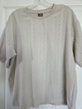 Men's Cream Knit Short-Sleeve Polo